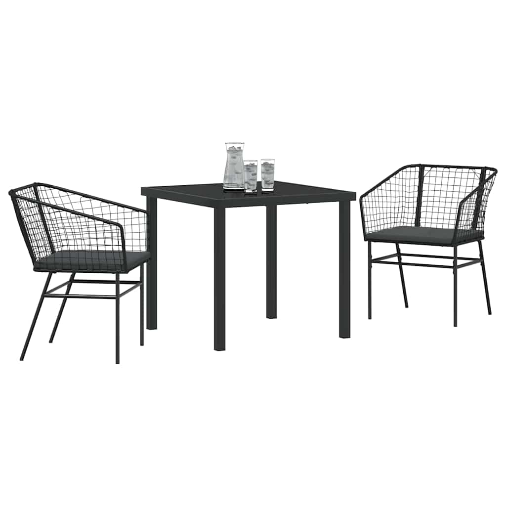 Garden Dining Set 3 pcs Black Poly Rattan