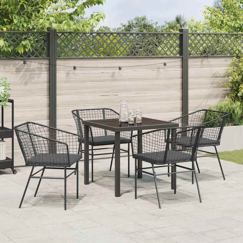 Garden Dining Set 5 pcs Black Poly Rattan