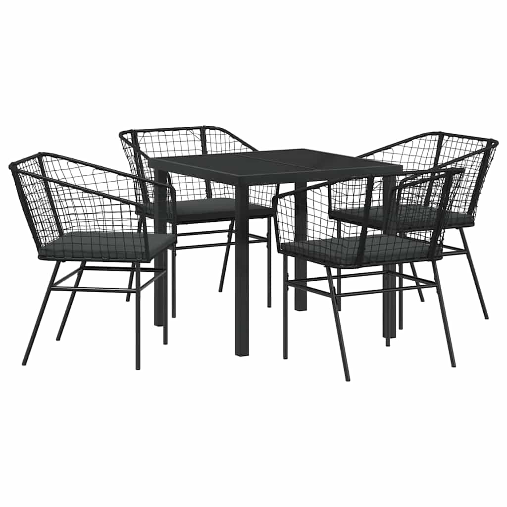 Garden Dining Set 5 pcs Black Poly Rattan