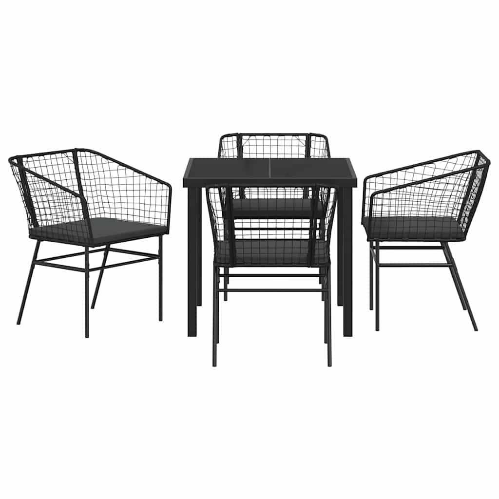 Garden Dining Set 5 pcs Black Poly Rattan