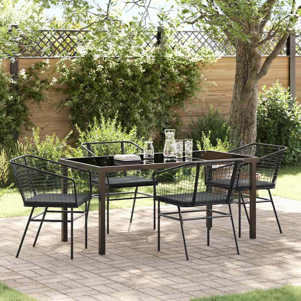 Garden Dining Set 5 pcs Black Poly Rattan