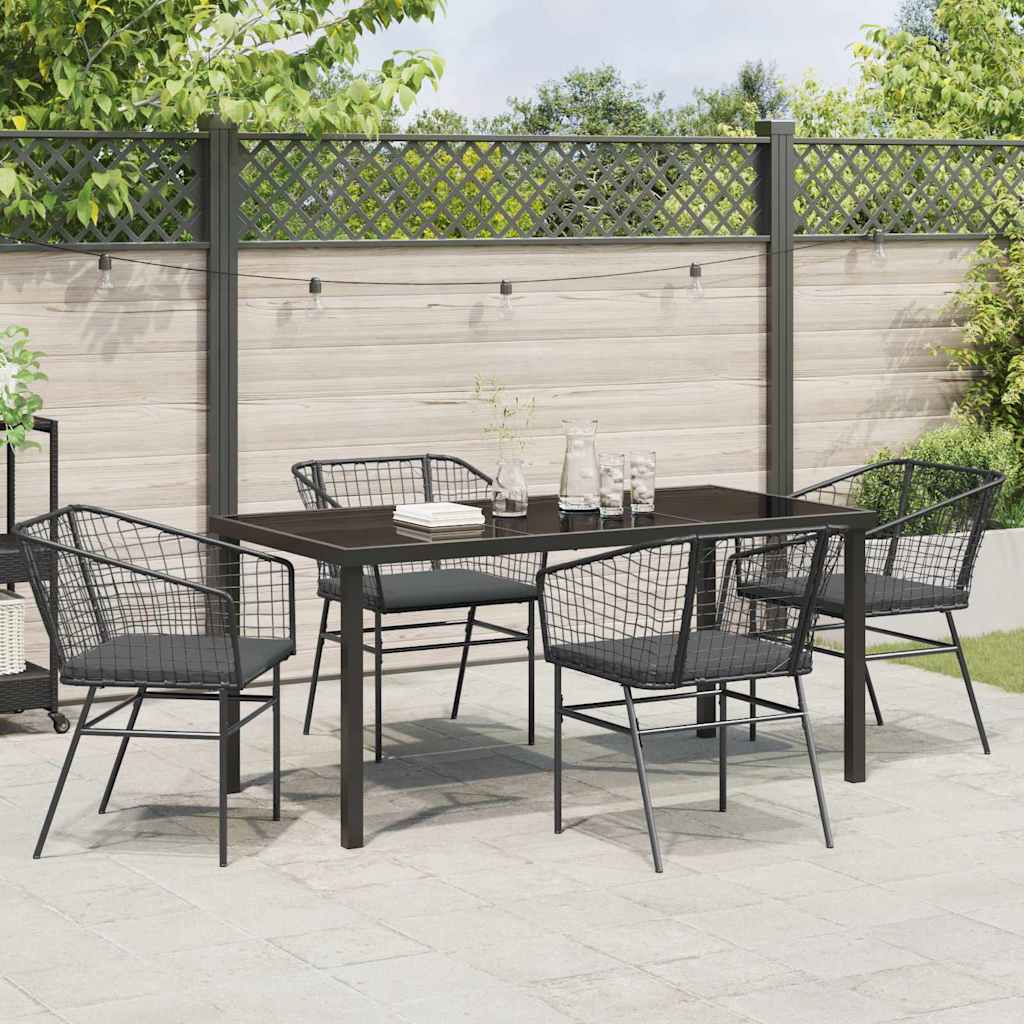 Garden Dining Set 5 pcs Black Poly Rattan