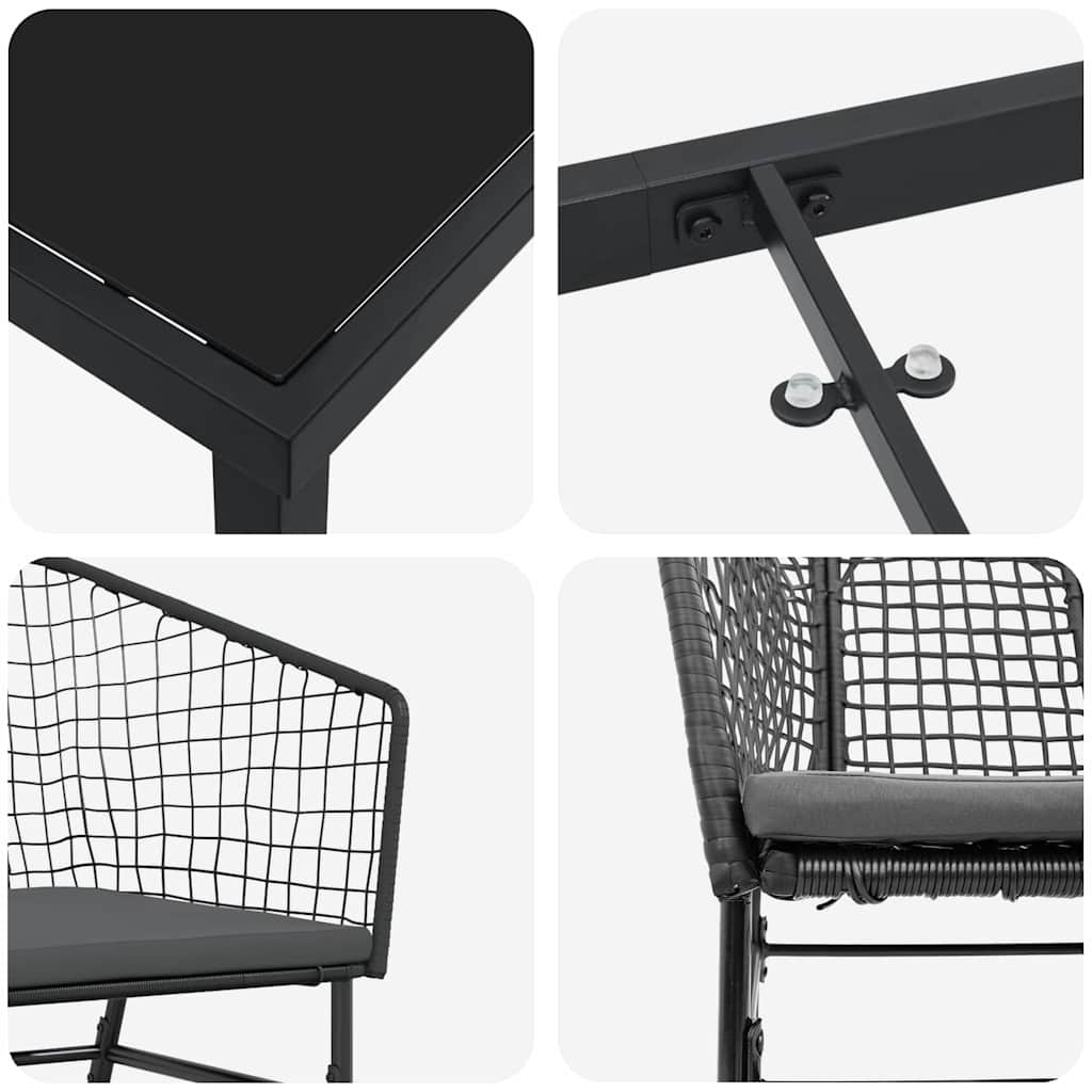 Garden Dining Set 7 pcs Black Poly Rattan