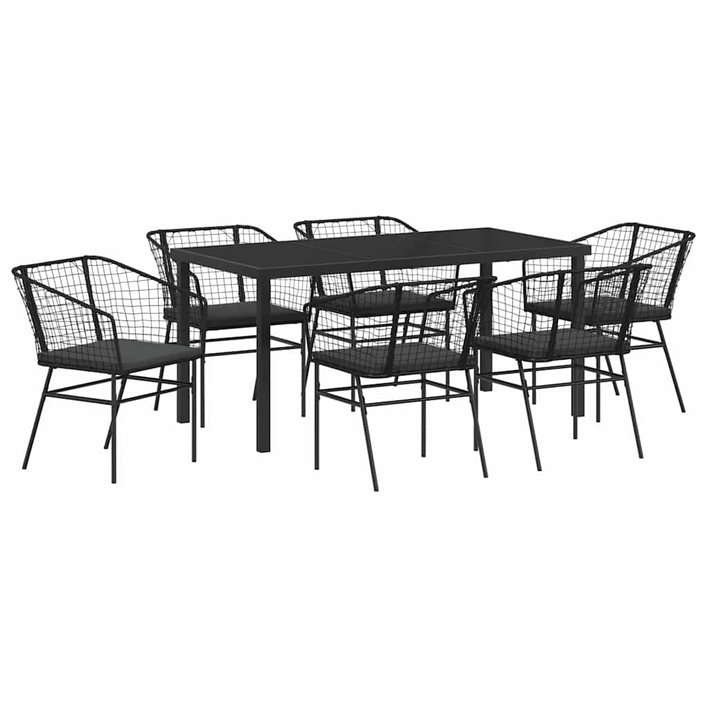 Garden Dining Set 7 pcs Black Poly Rattan