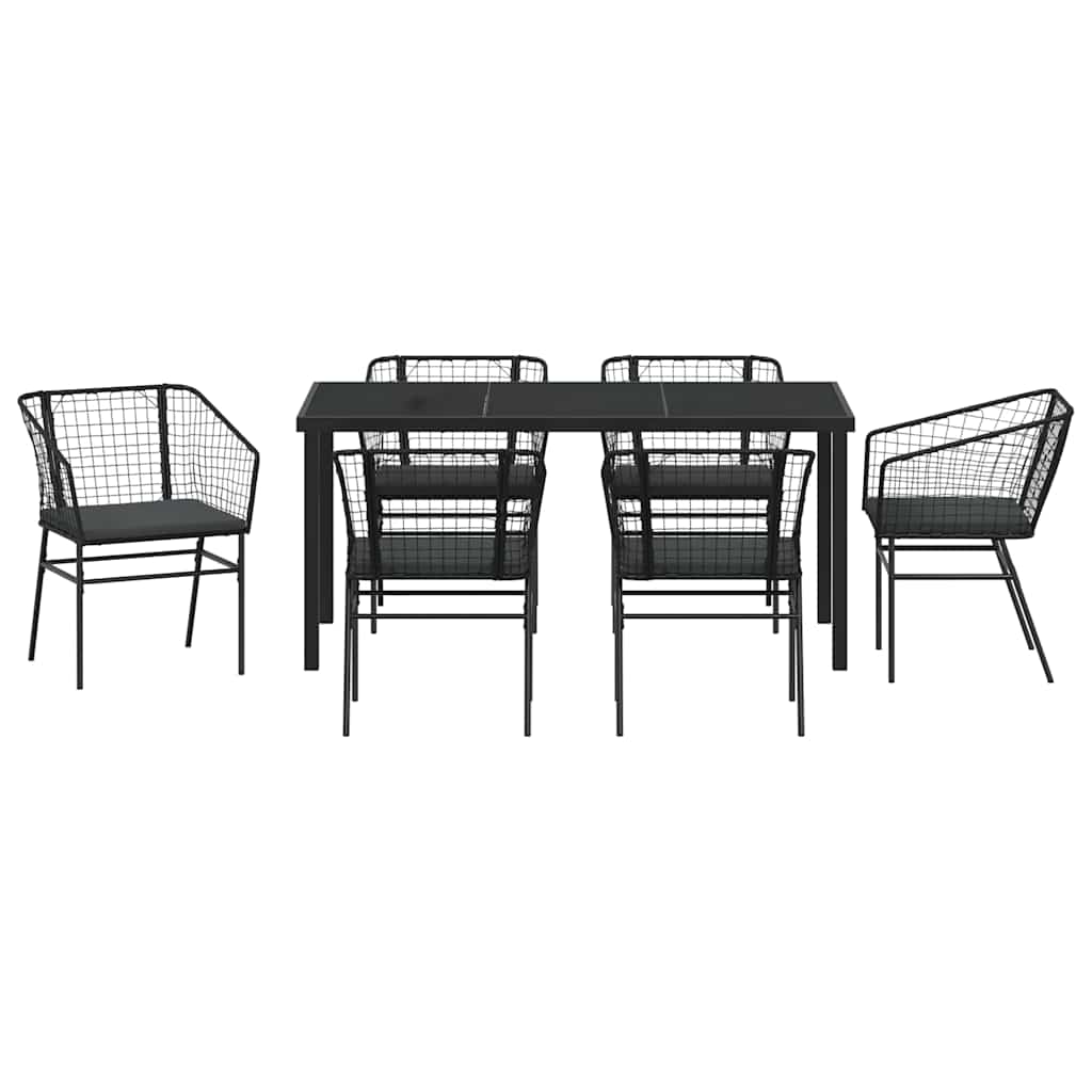 Garden Dining Set 7 pcs Black Poly Rattan