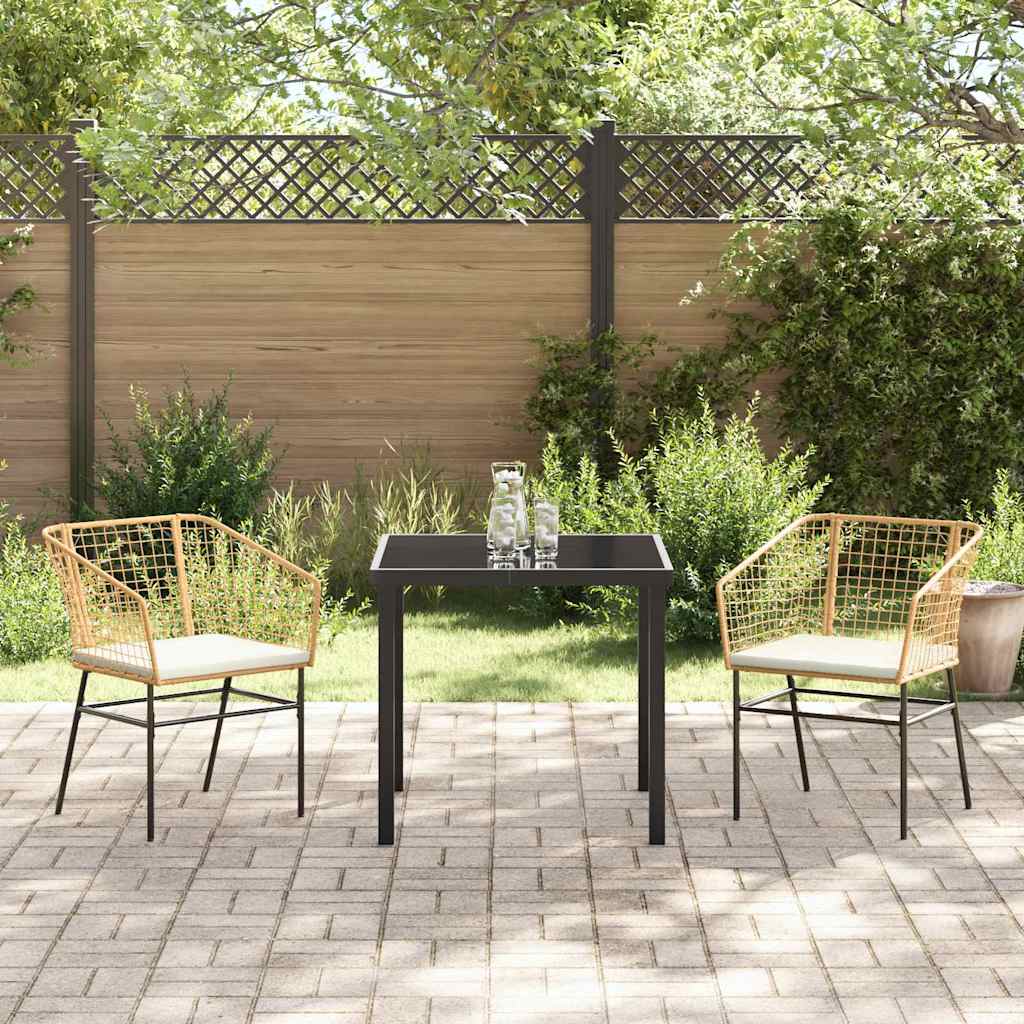 Garden Dining Set 3 pcs Brown Poly Rattan