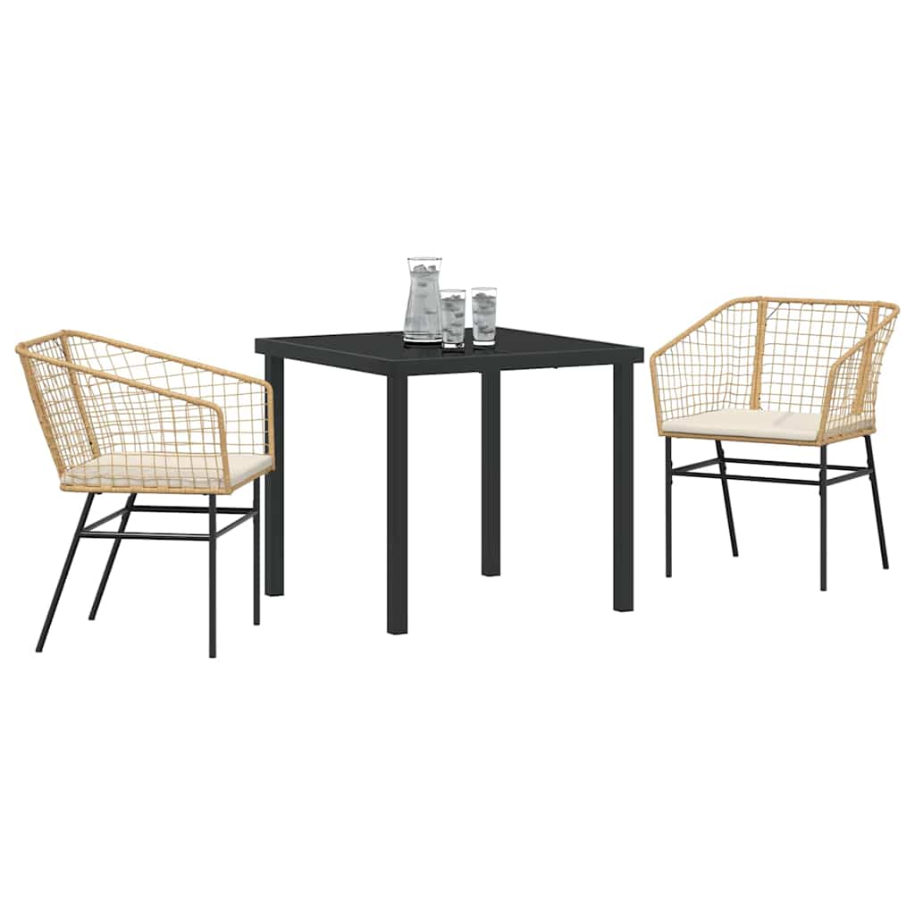 Garden Dining Set 3 pcs Brown Poly Rattan