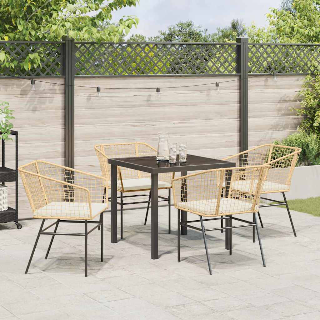 Garden Dining Set 5 pcs Brown Poly Rattan