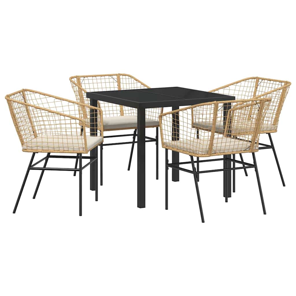 Garden Dining Set 5 pcs Brown Poly Rattan