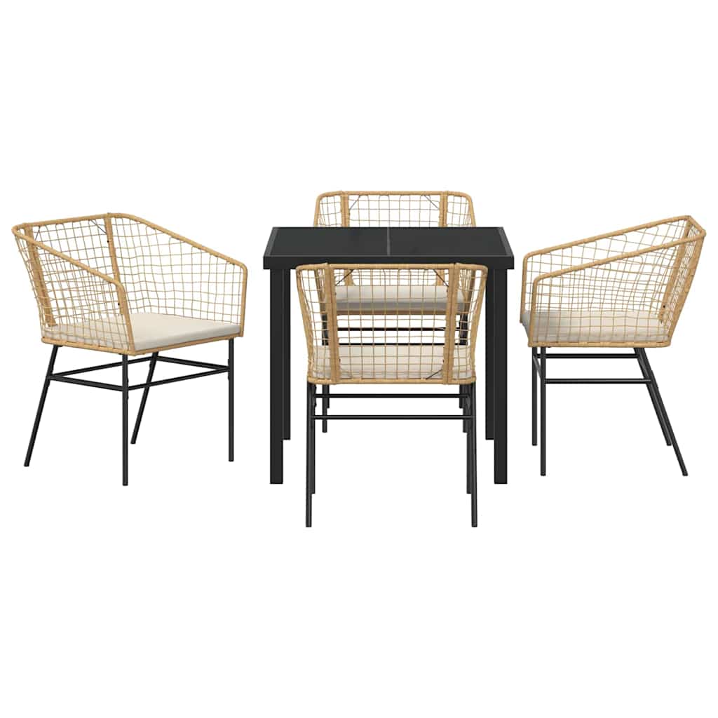 Garden Dining Set 5 pcs Brown Poly Rattan