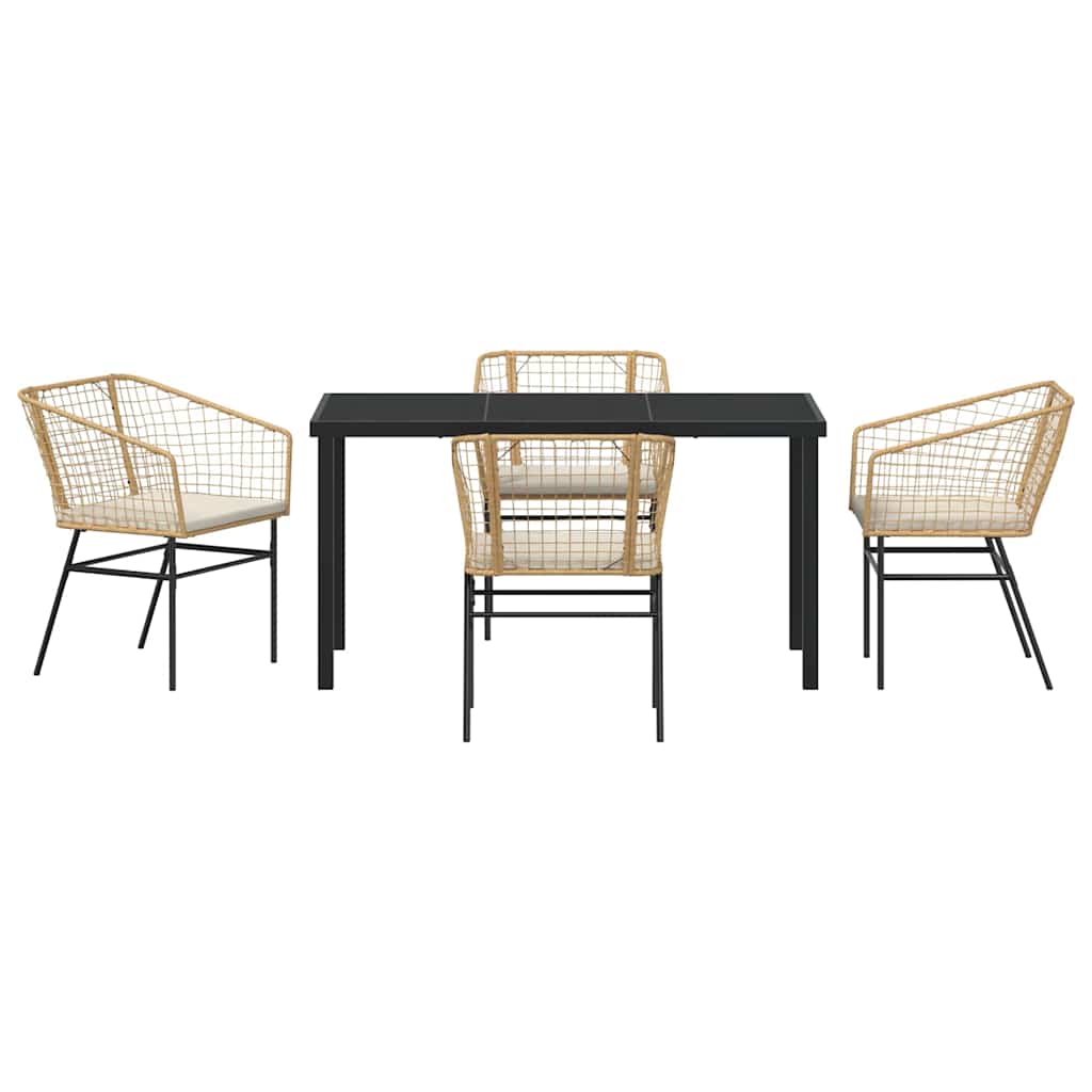 Garden Dining Set 5 pcs Brown Poly Rattan