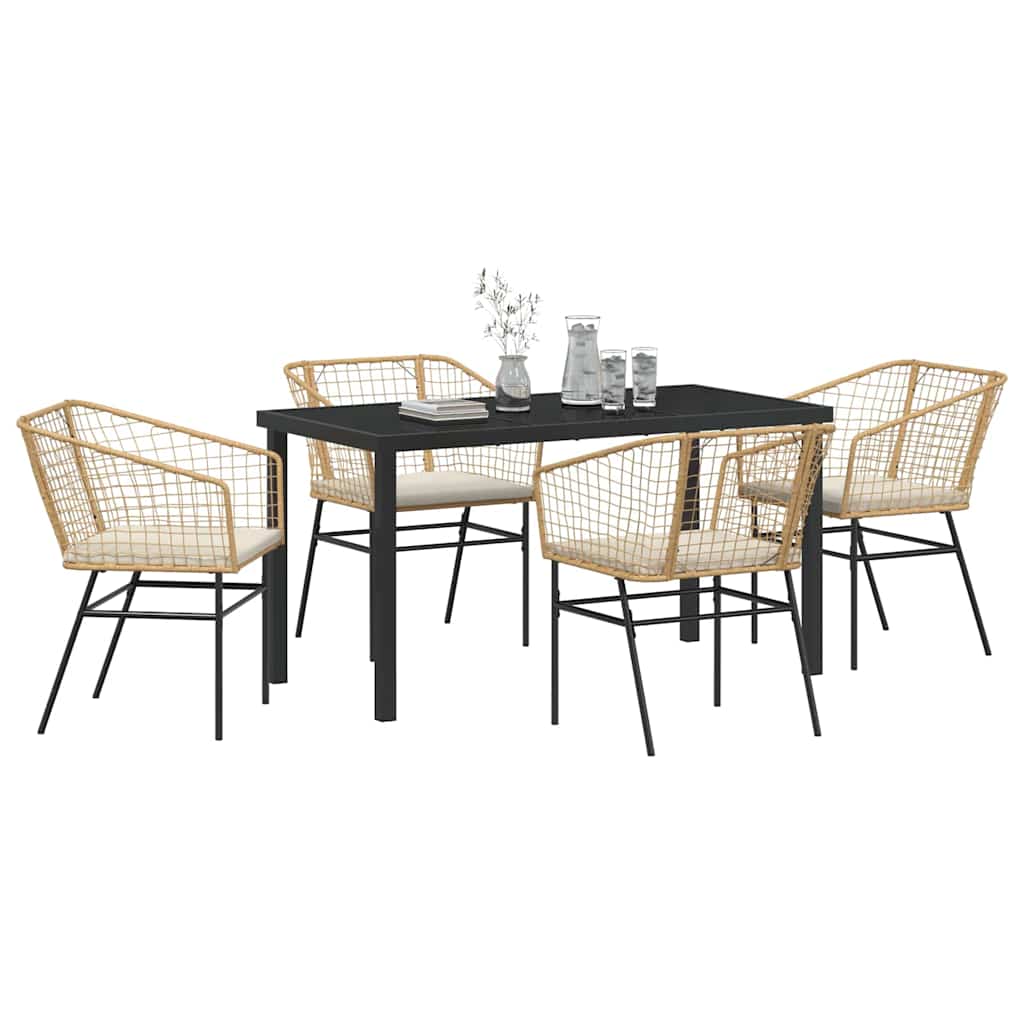 Garden Dining Set 5 pcs Brown Poly Rattan