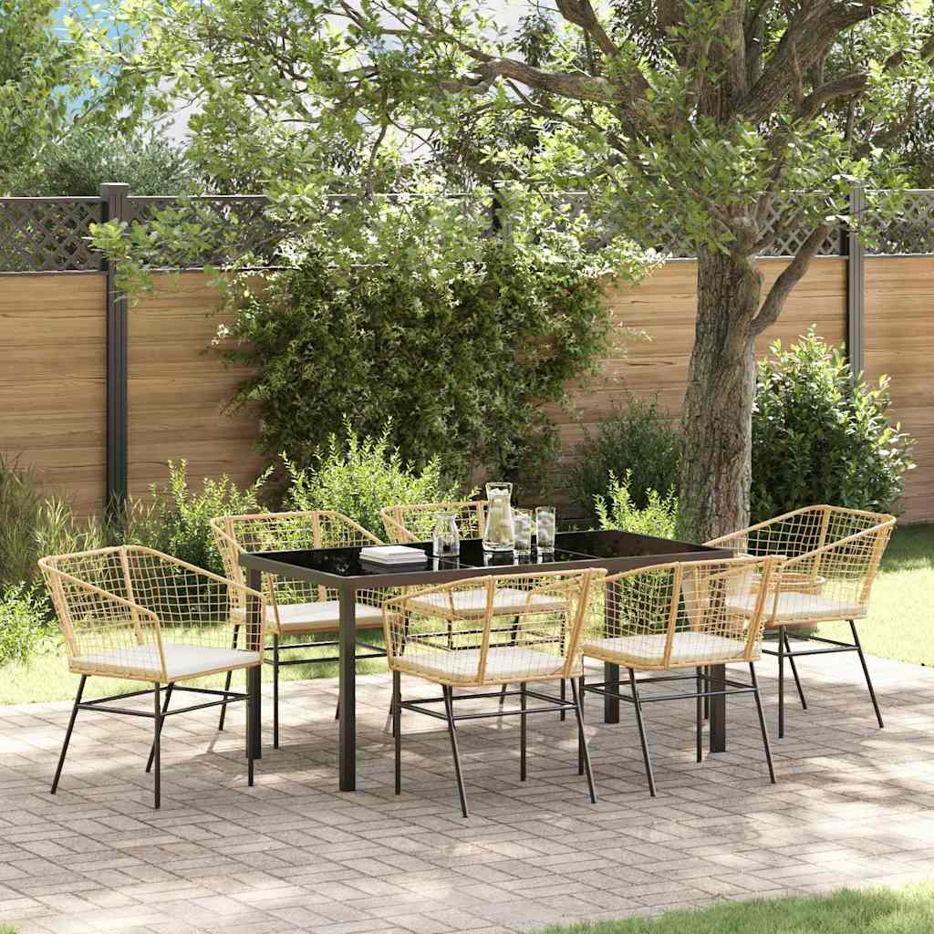 Garden Dining Set 7 pcs Brown Poly Rattan
