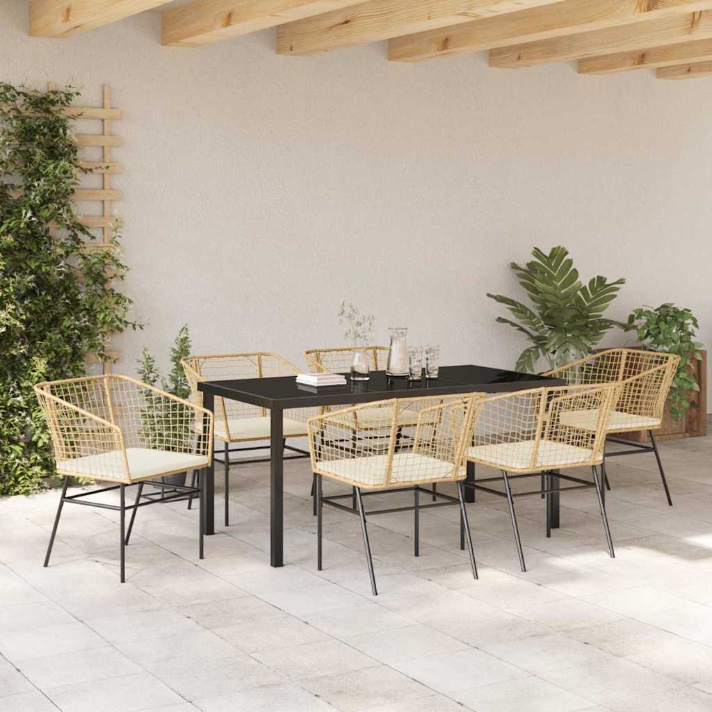 Garden Dining Set 7 pcs Brown Poly Rattan