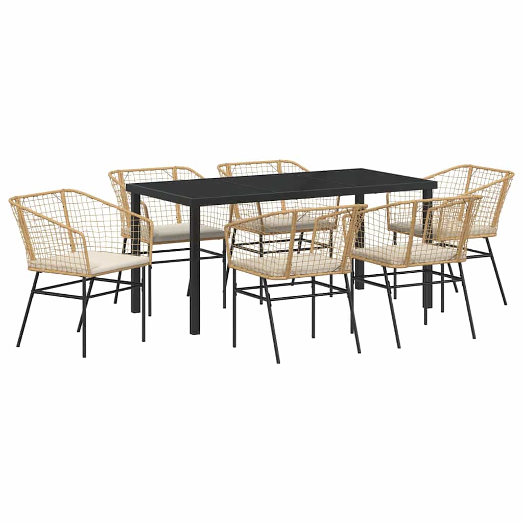 Garden Dining Set 7 pcs Brown Poly Rattan
