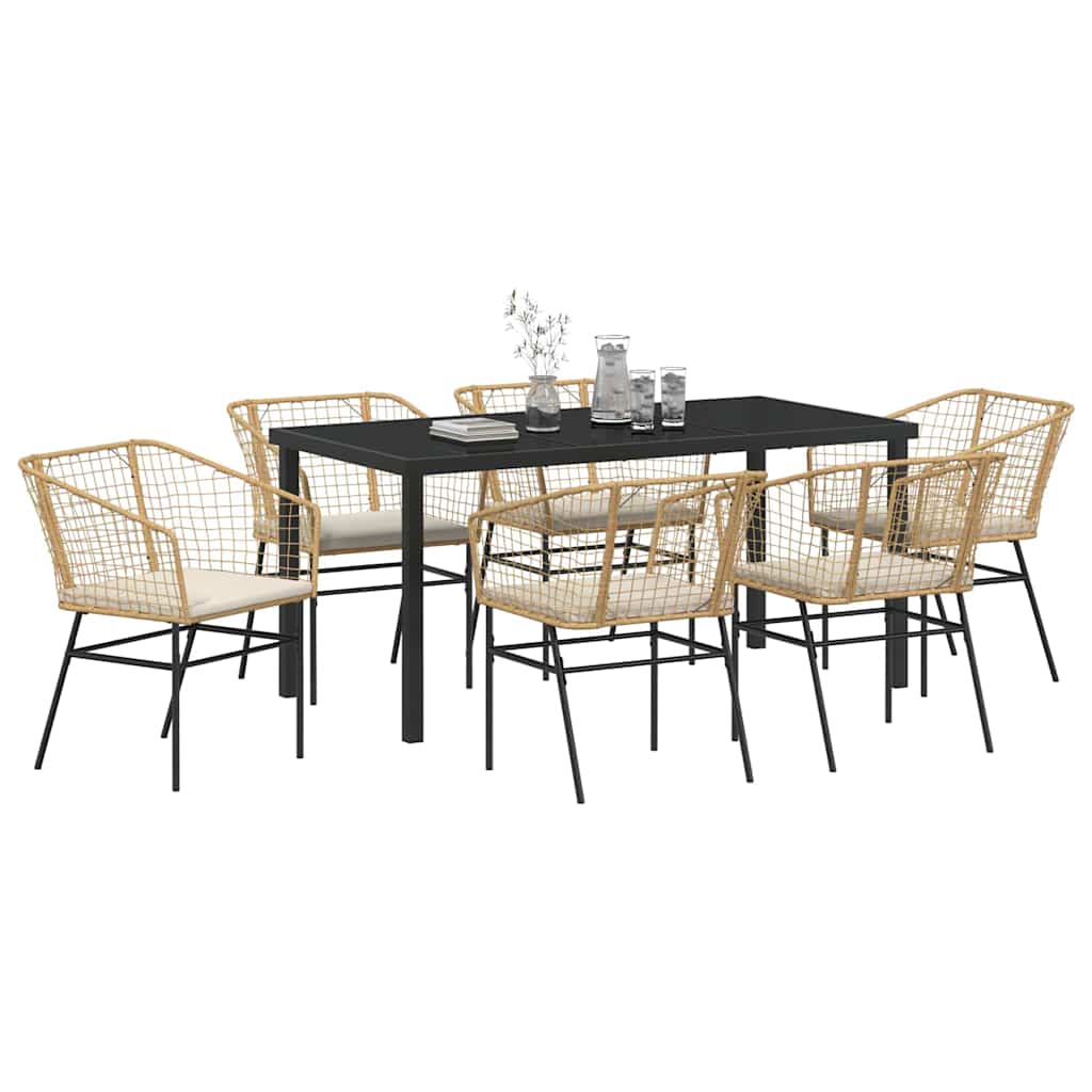 Garden Dining Set 7 pcs Brown Poly Rattan