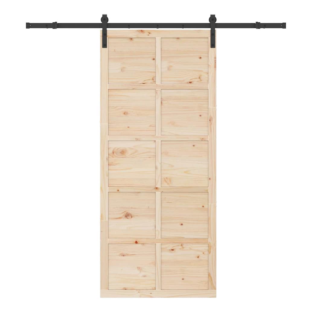 Sliding Door Brown 90 x 208 cm Solid pine wood