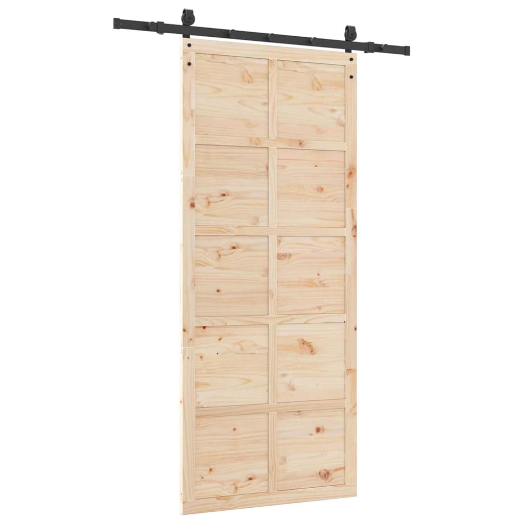 Sliding Door Brown 80 x 208 cm Solid pine wood