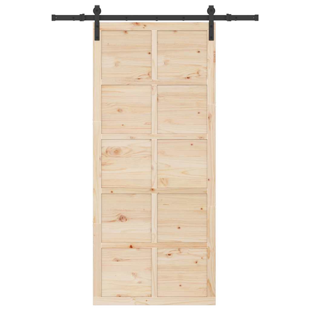 Sliding Door Brown 80 x 208 cm Solid pine wood