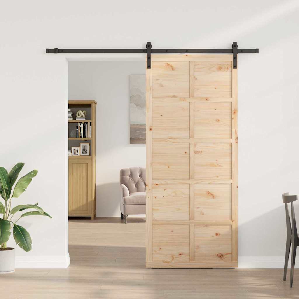 Sliding Door Brown 80 x 208 cm Solid pine wood