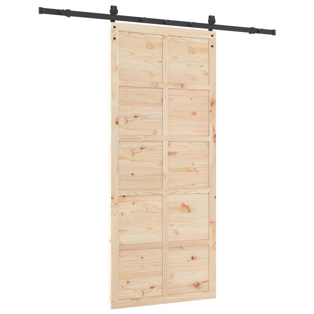 Sliding Door Brown 80 x 208 cm Solid pine wood