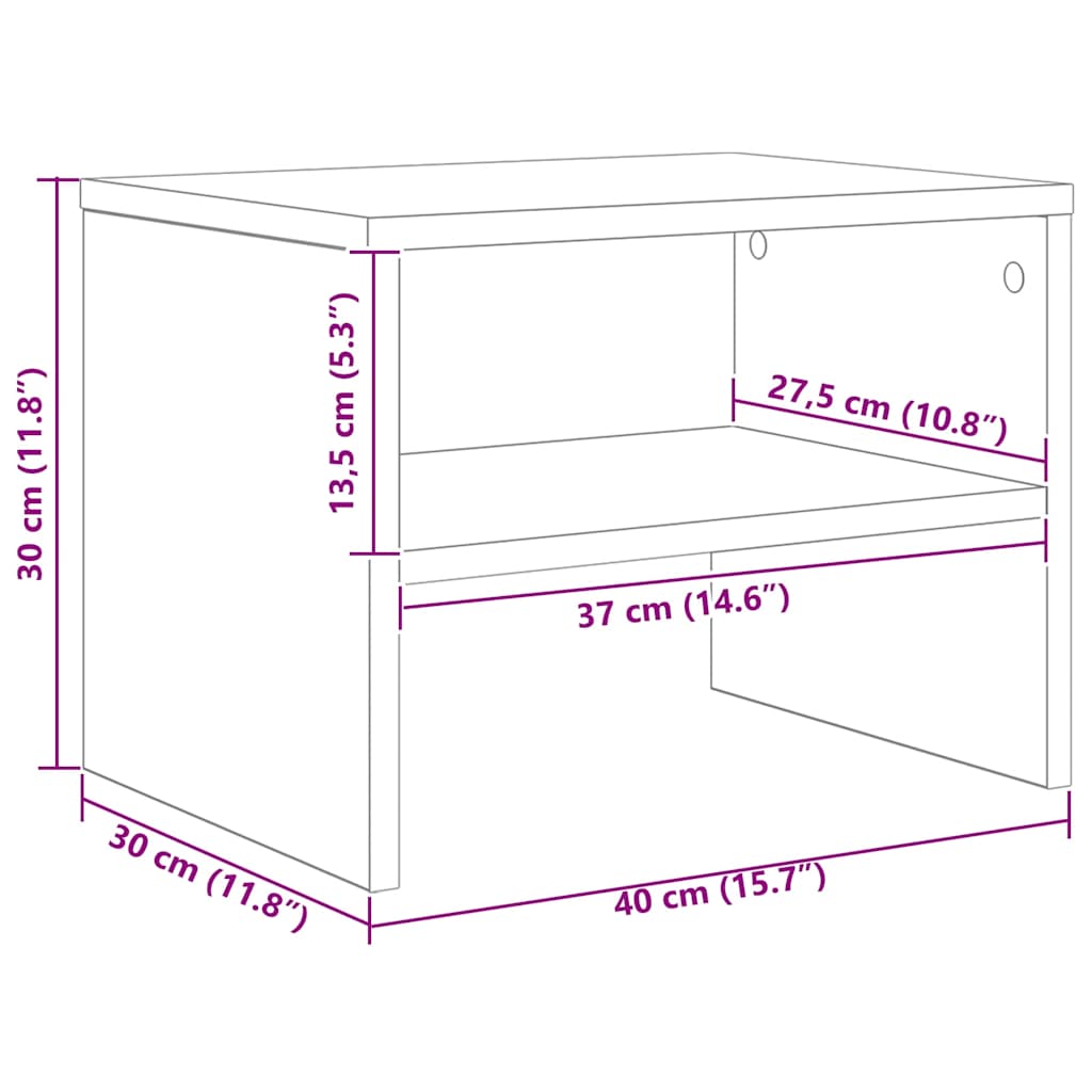 Bedside Cabinet Artisan oak 40 x 40 x 30 cm Engineered wood