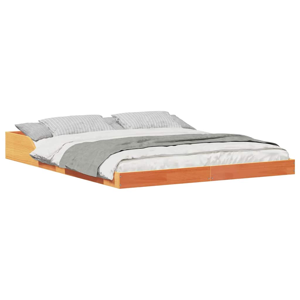 Bed Frame Wax brown 140 x 200 cm Solid pine wood