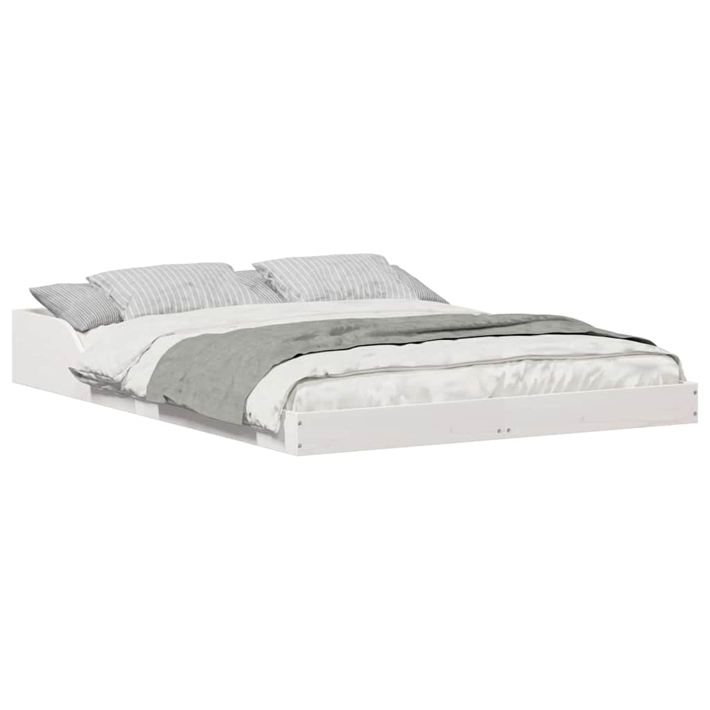 Bed Frame White 140 x 190 cm Solid pine wood