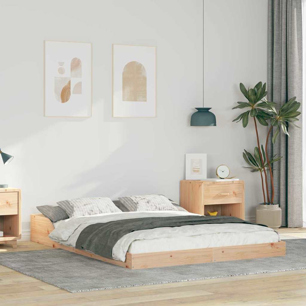 Bed Frame Brown 120 x 190 cm Solid pine wood