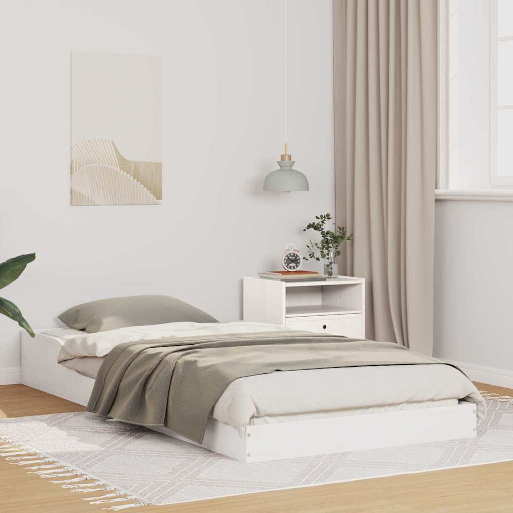 Bed Frame White 90 x 210 cm Solid pine wood