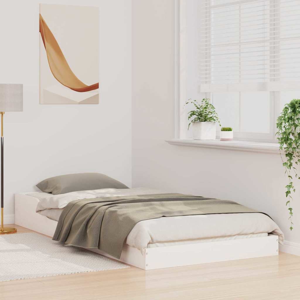 Bed Frame White 90 x 210 cm Solid pine wood