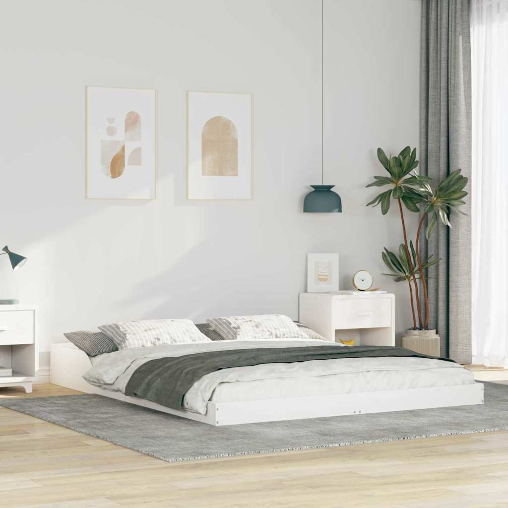 Bed Frame White 160 x 210 cm Solid pine wood