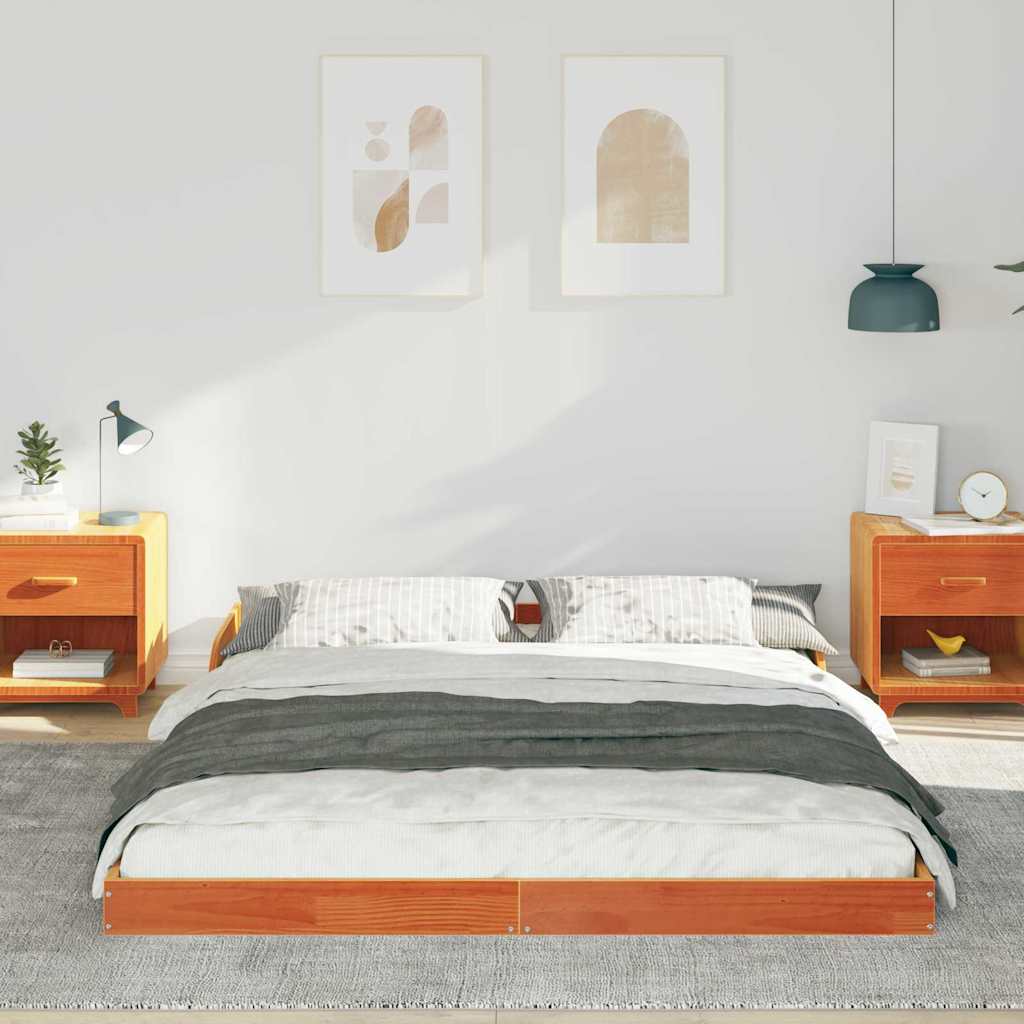 Bed Frame Wax brown 160 x 220 cm Solid pine wood