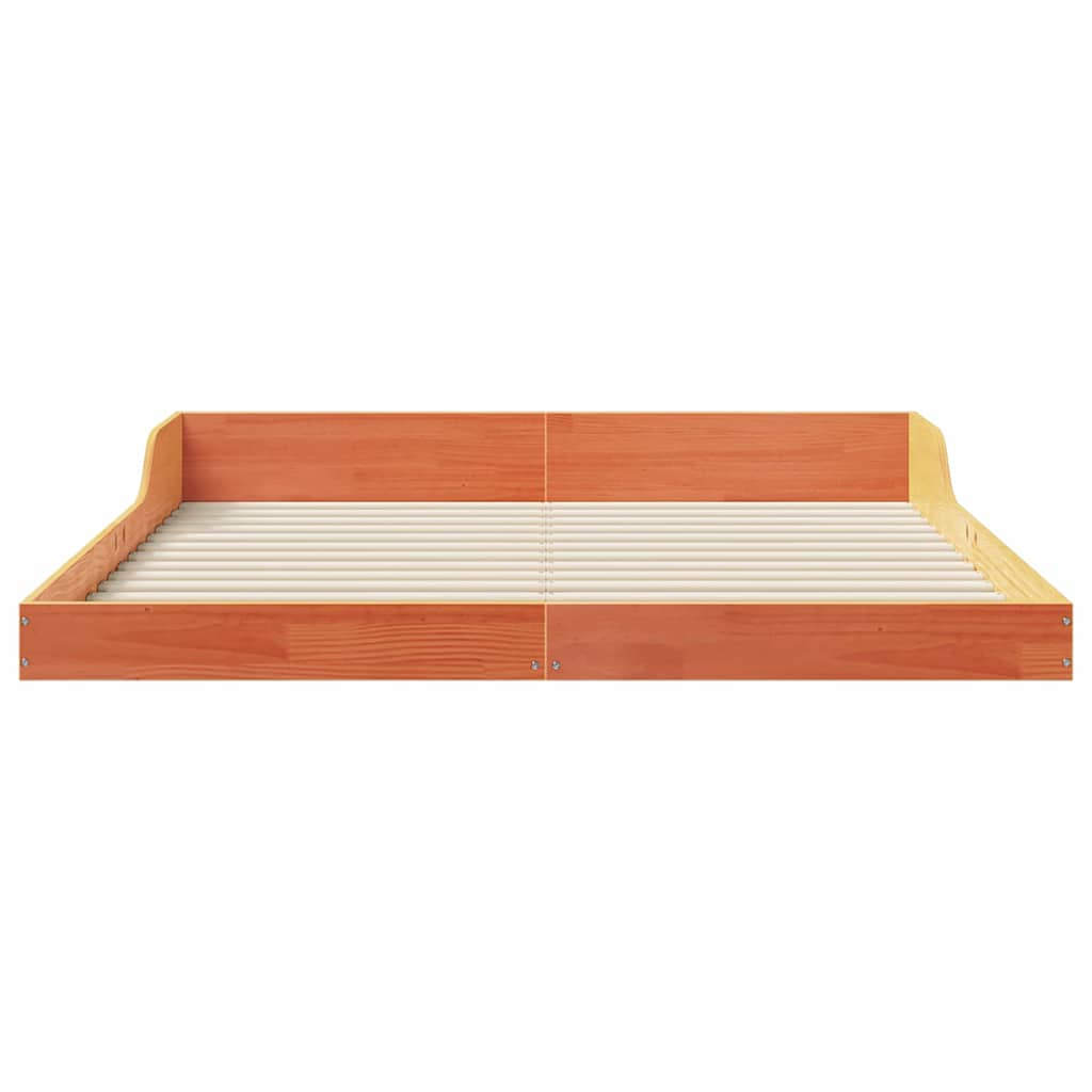 Bed Frame Wax brown 160 x 220 cm Solid pine wood