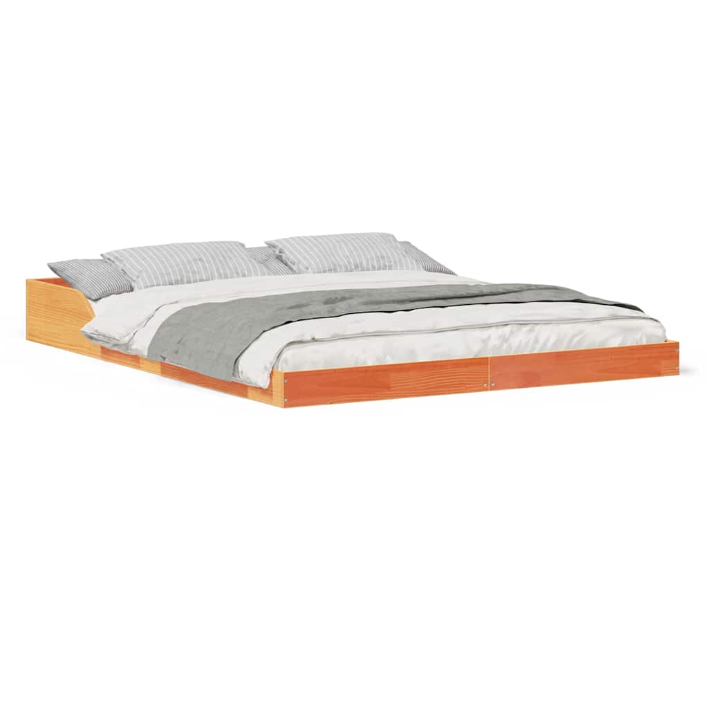 Bed Frame Wax brown 160 x 220 cm Solid pine wood