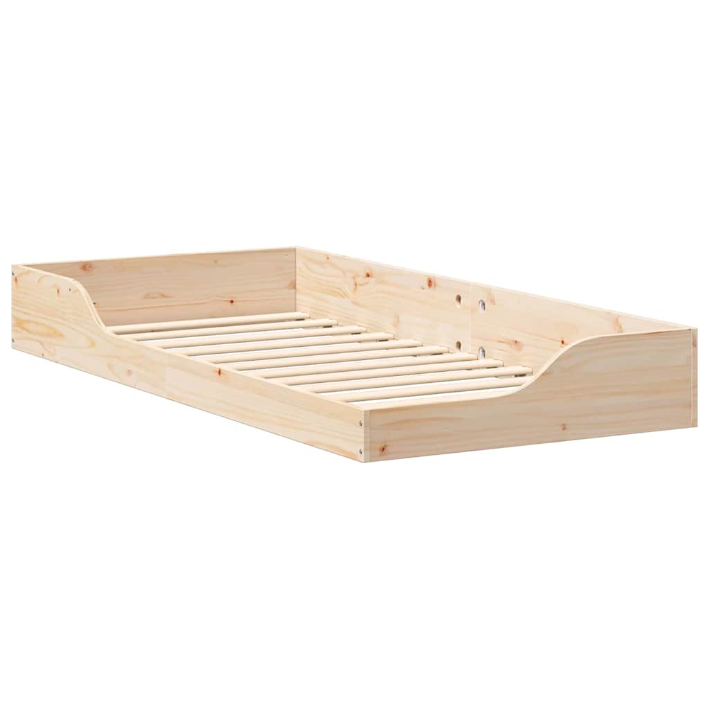 Floor Bed Frame Brown 90 x 200 cm Solid pine wood