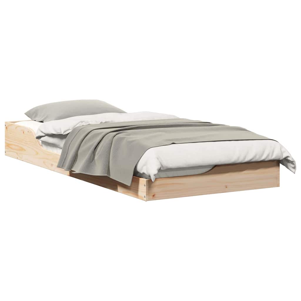 Floor Bed Frame Brown 90 x 200 cm Solid pine wood