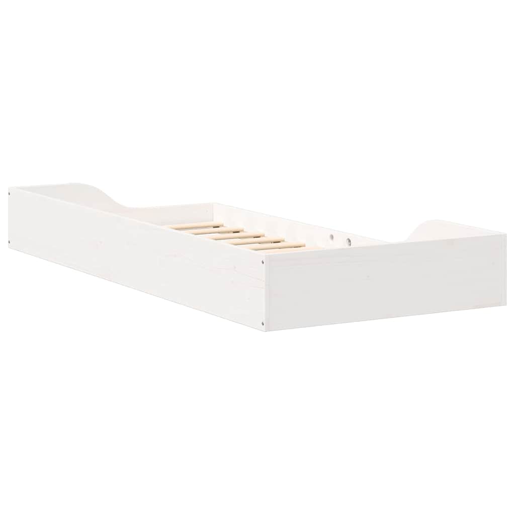 Floor Bed Frame White 90 x 200 cm Solid pine wood