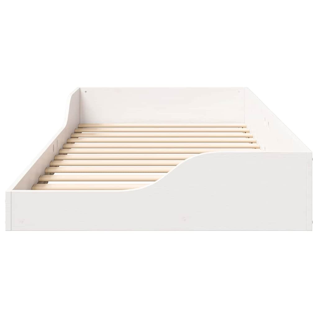 Floor Bed Frame White 90 x 200 cm Solid pine wood