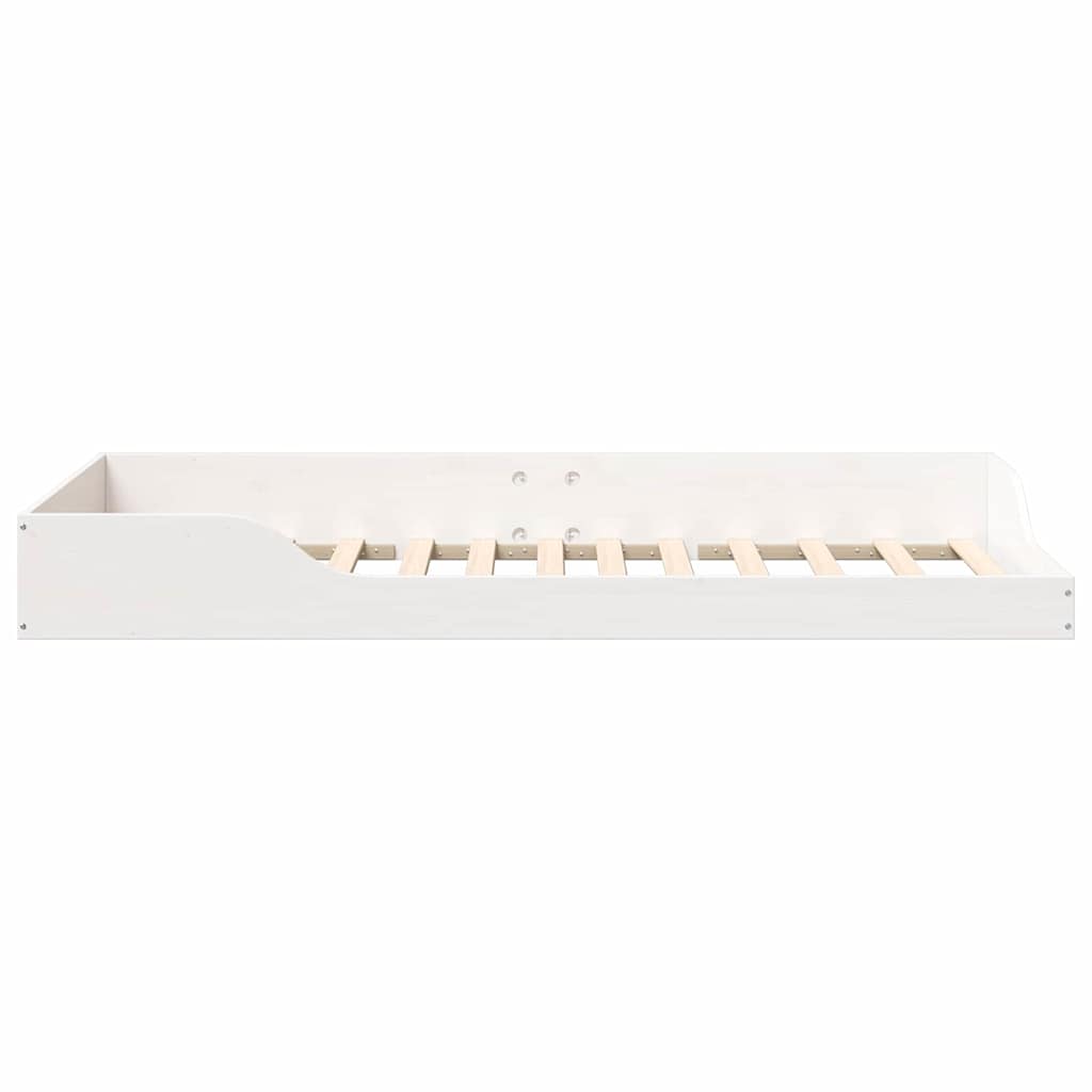 Floor Bed Frame White 90 x 200 cm Solid pine wood