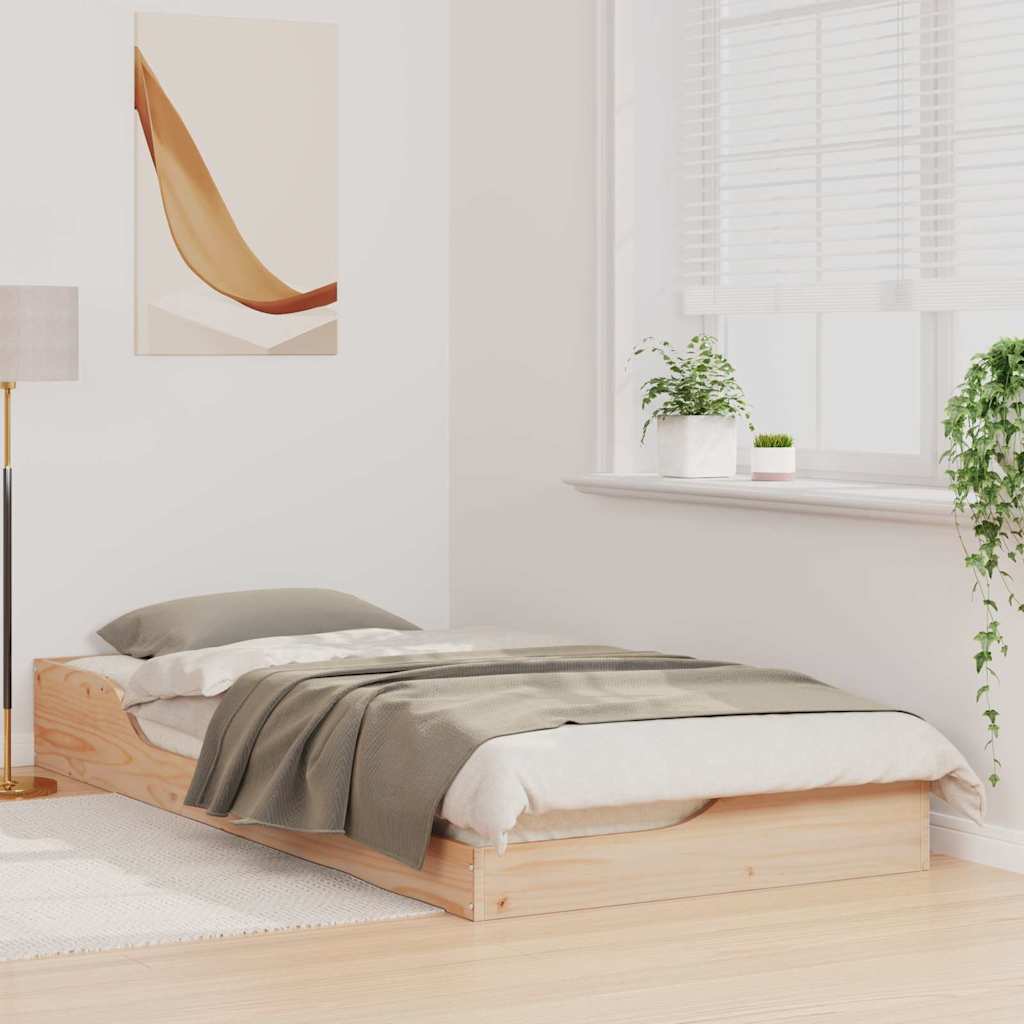 Floor Bed Frame Brown 80 x 200 cm Solid pine wood