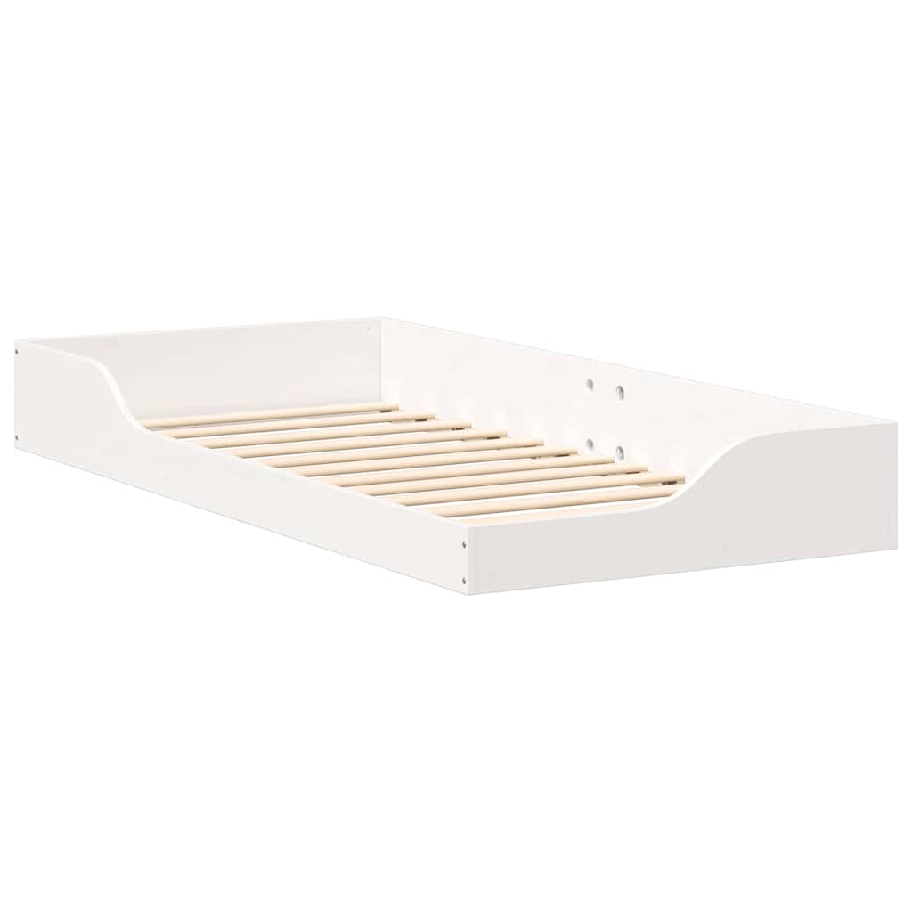 Floor Bed Frame White 80 x 200 cm Solid pine wood