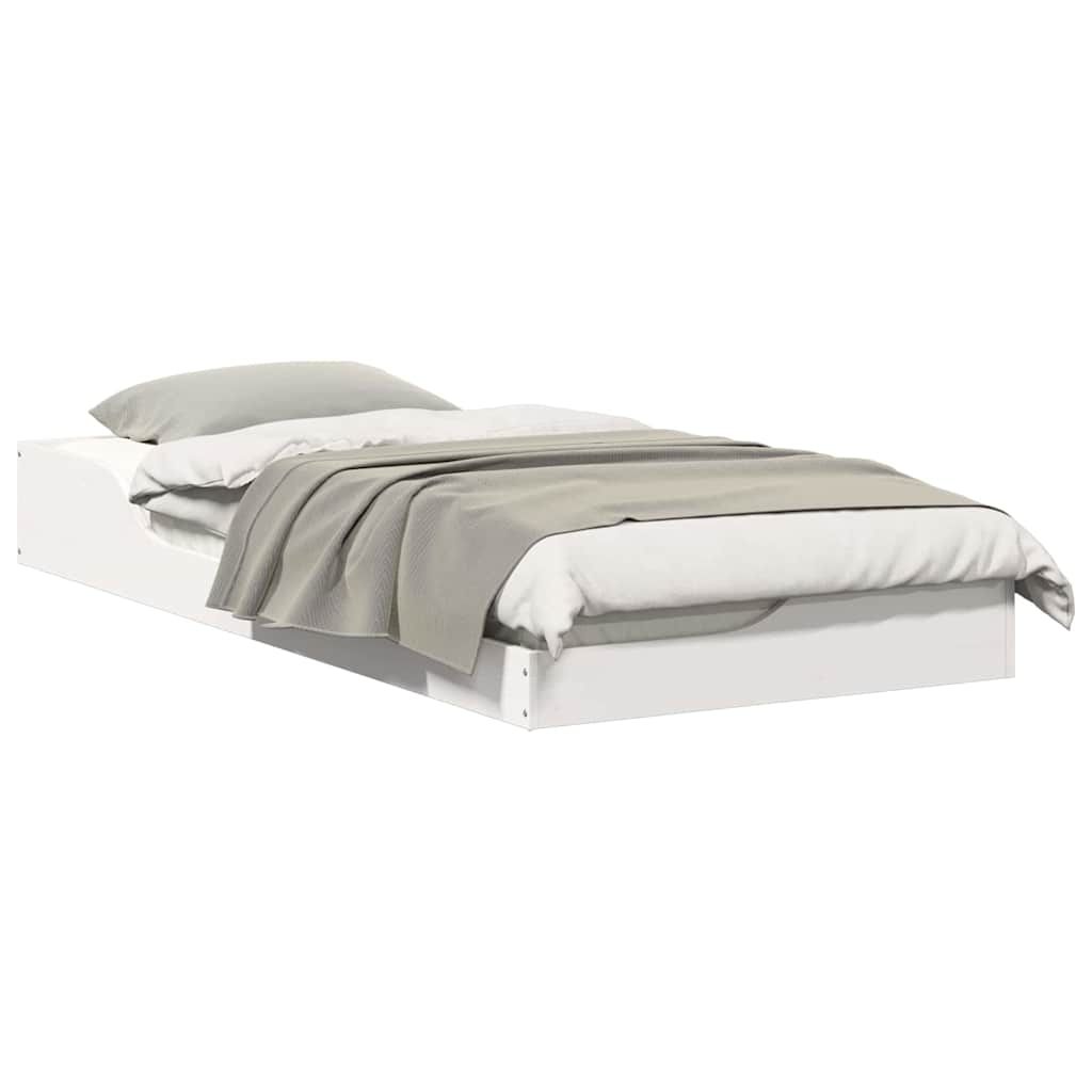 Floor Bed Frame White 80 x 200 cm Solid pine wood