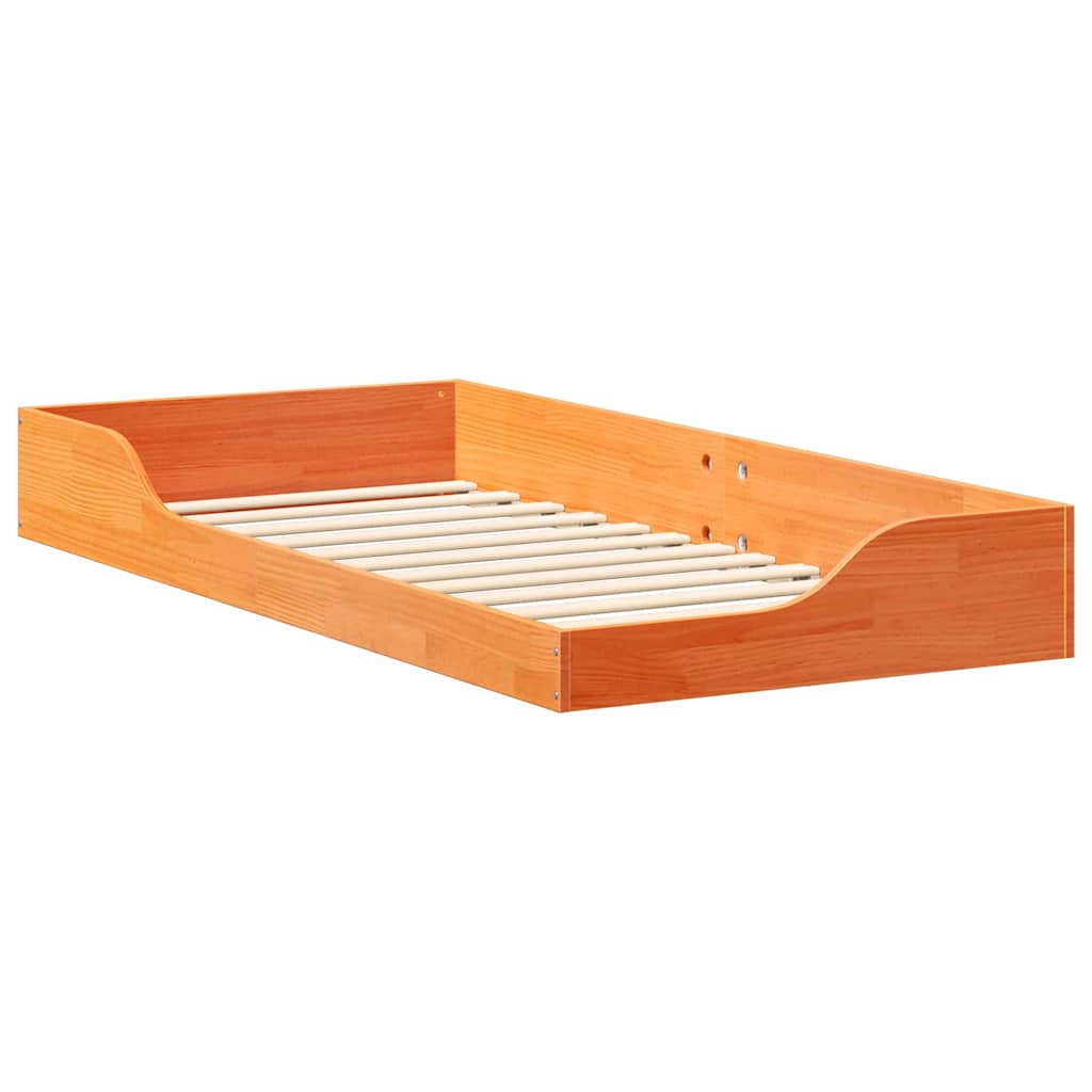 Floor Bed Frame Wax brown 80 x 200 cm Solid pine wood