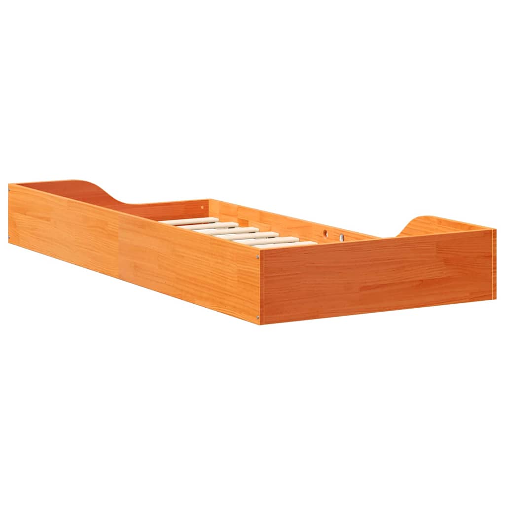 Floor Bed Frame Wax brown 80 x 200 cm Solid pine wood