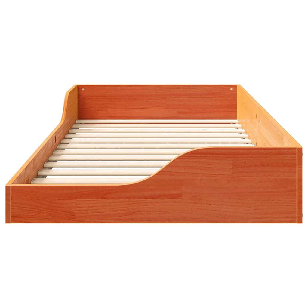 Floor Bed Frame Wax brown 80 x 200 cm Solid pine wood