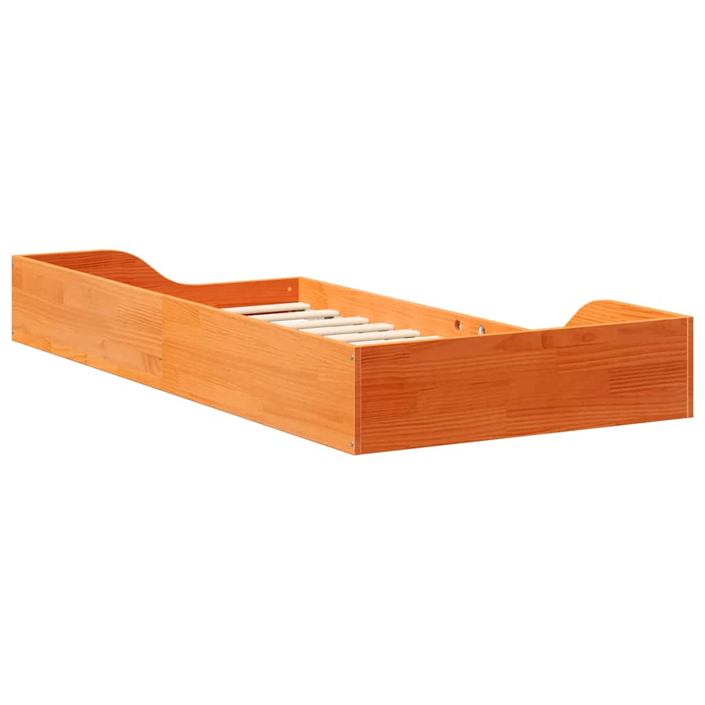 Floor Bed Frame Wax brown 90 x 190 cm Solid pine wood