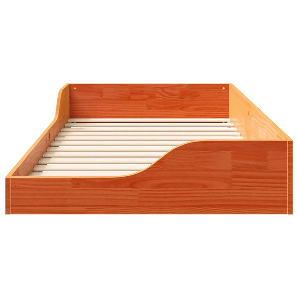 Floor Bed Frame Wax brown 90 x 190 cm Solid pine wood