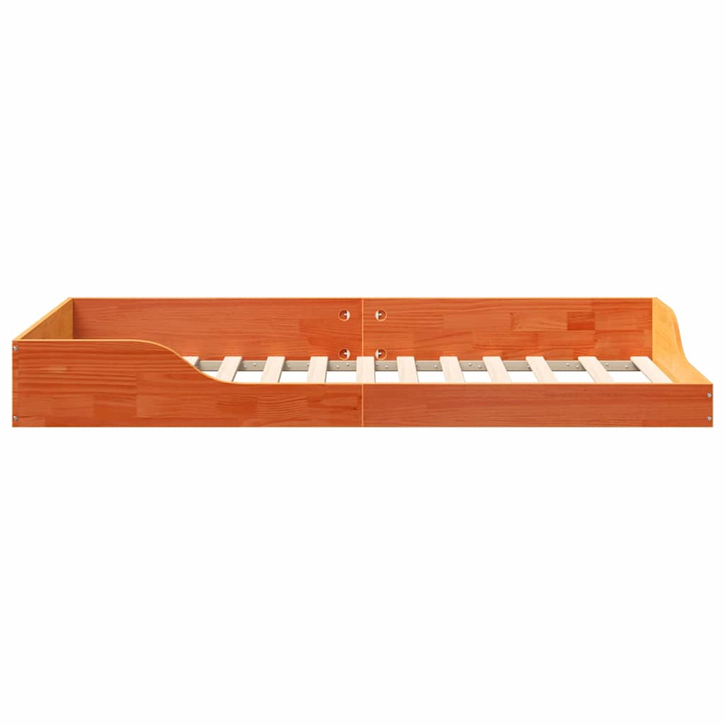 Floor Bed Frame Wax brown 90 x 190 cm Solid pine wood