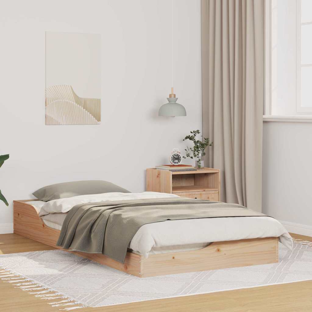 Floor Bed Frame Brown 75 x 190 cm Solid pine wood